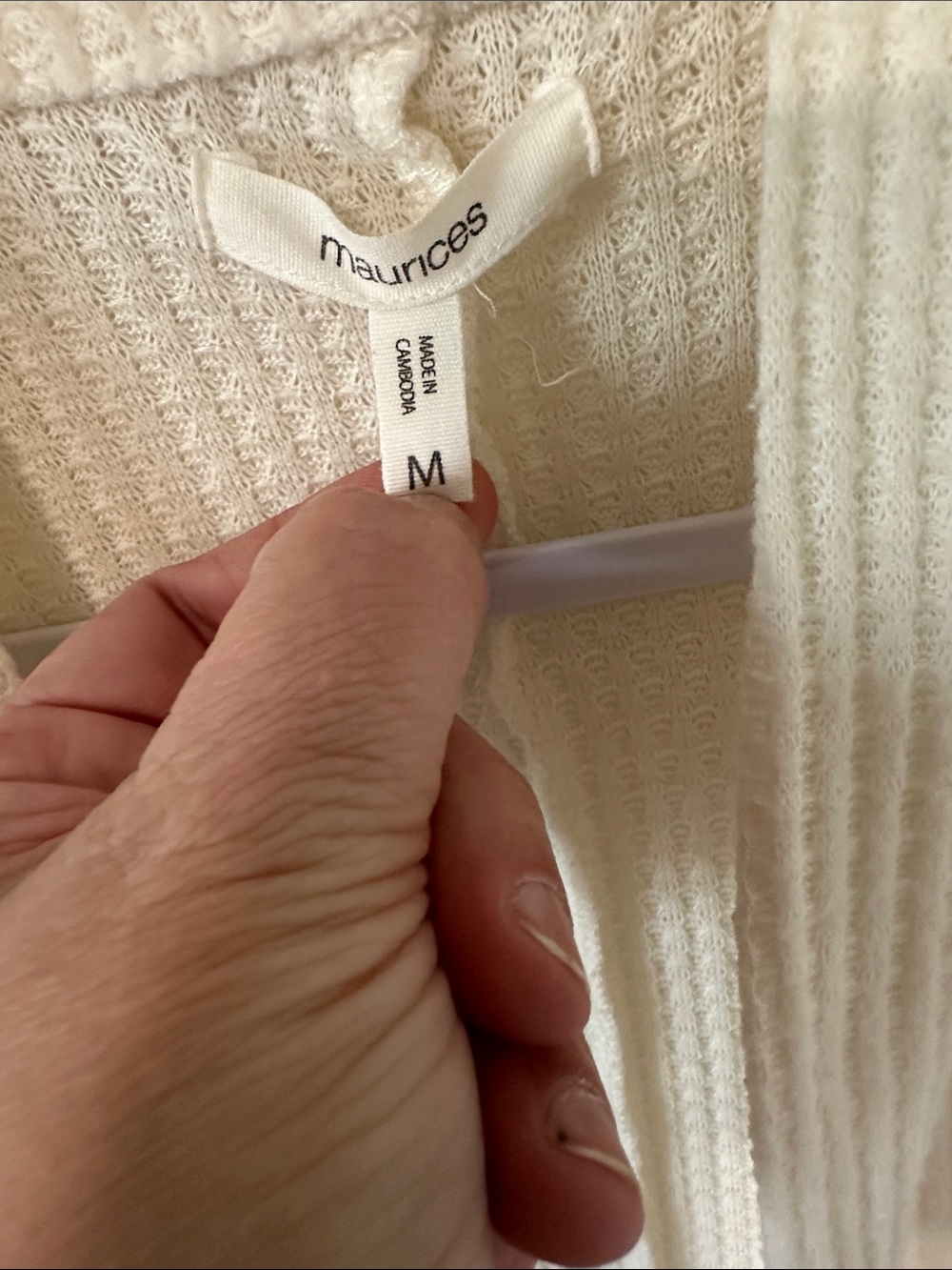 Maurices Cream Open-Front Waffle Cardigan - Picture 2 of 9